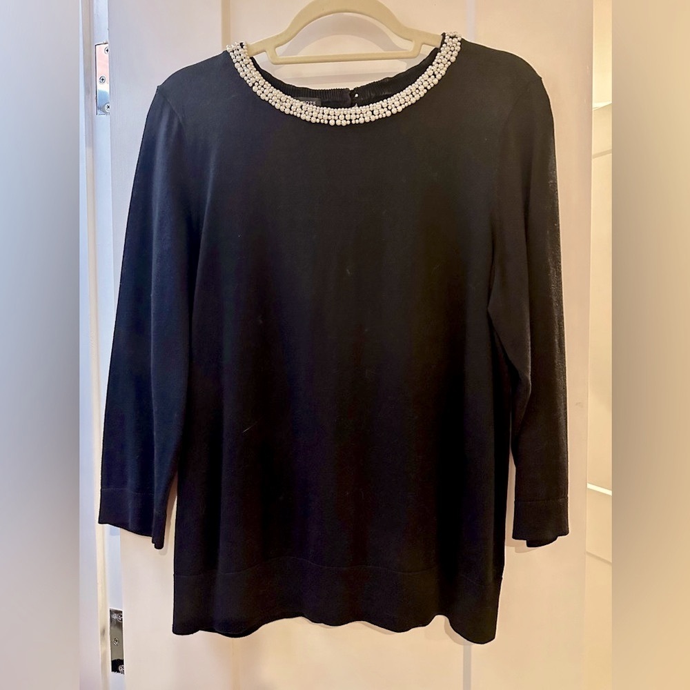 Embellished cotton blend crewneck sweater ready to party!